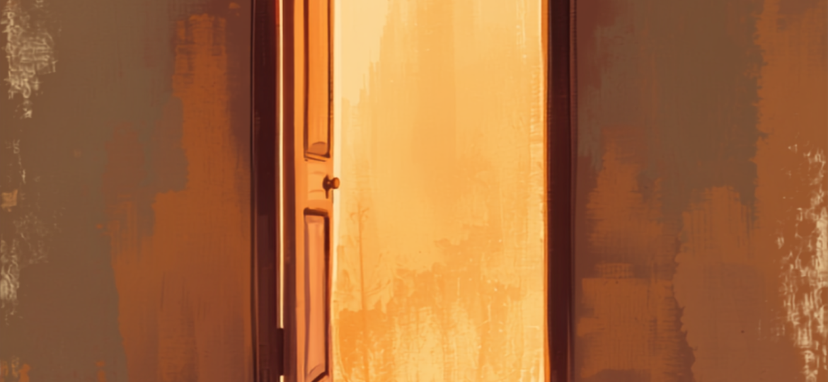 Illustrazione simbolica di una porta calda e accogliente, che rappresenta il supporto psicologico offerto da una psicologa psicoterapeuta a Firenze