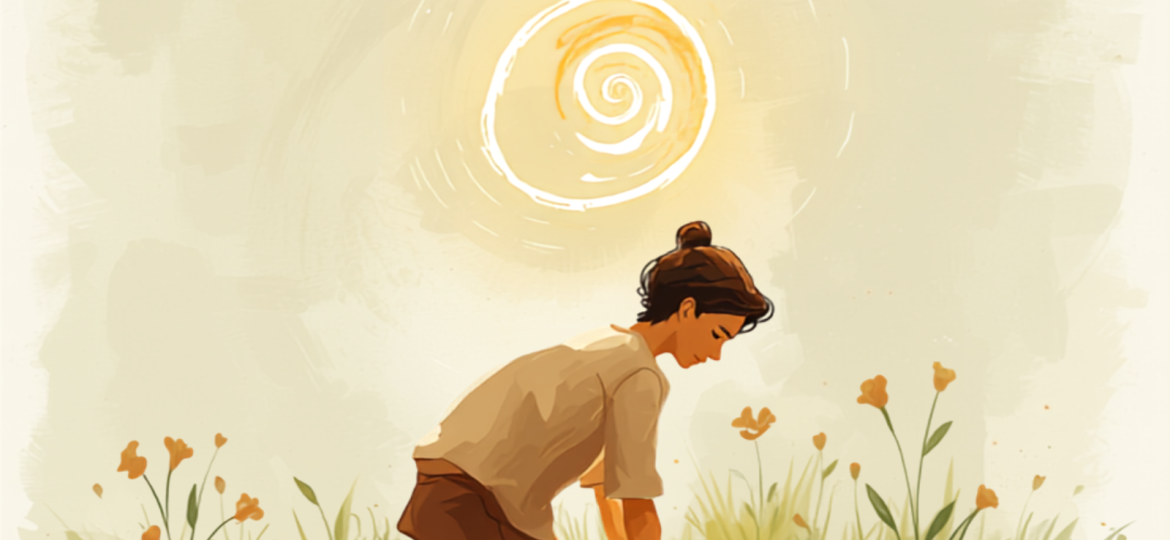 Illustrazione simbolica di una persona che si ancora a terra durante un attacco di panico, un gesto utile su cosa fare per calmarsi