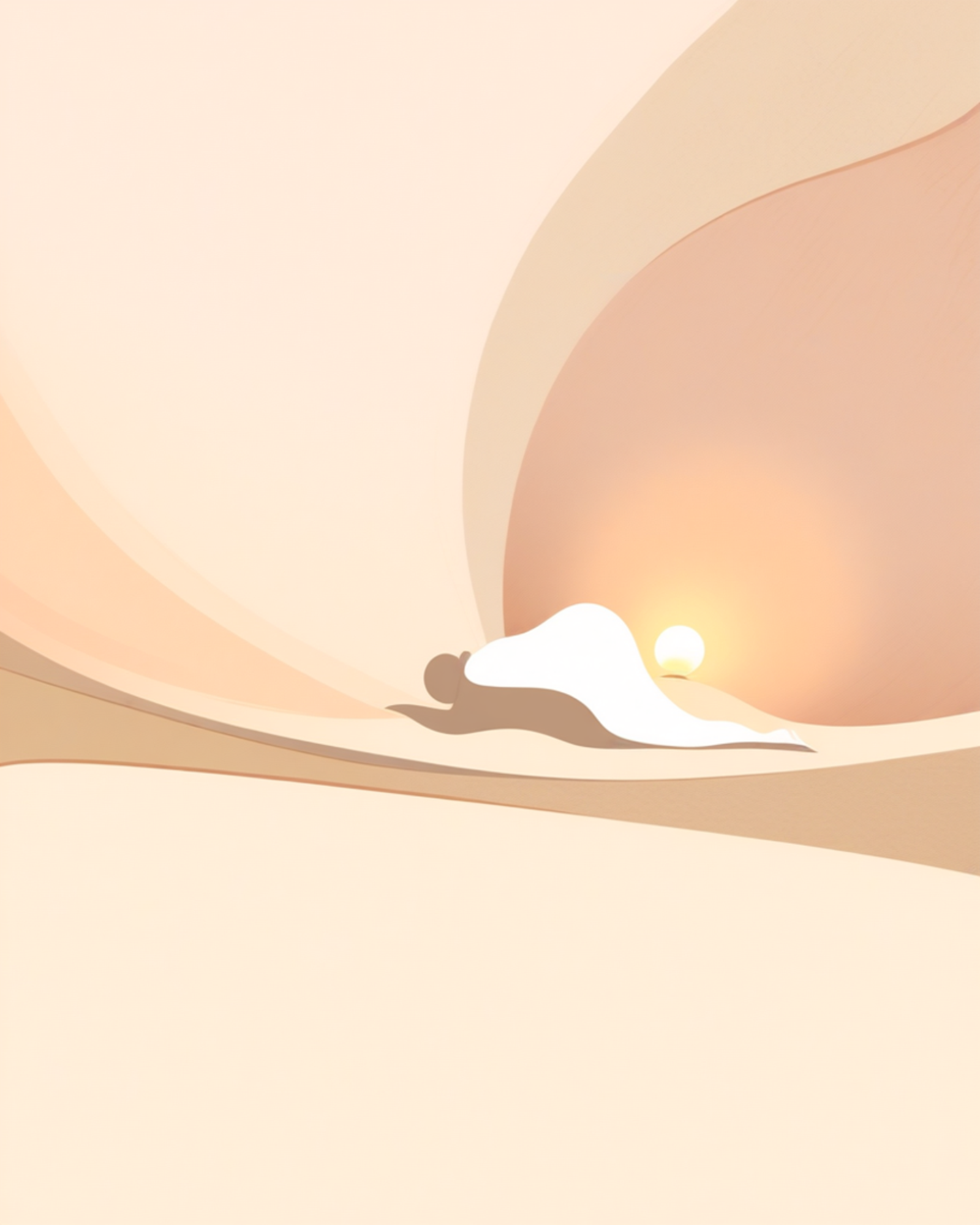 Illustrazione simbolica della depressione, una figura avvolta in un'ombra morbida con una luce calda vicina