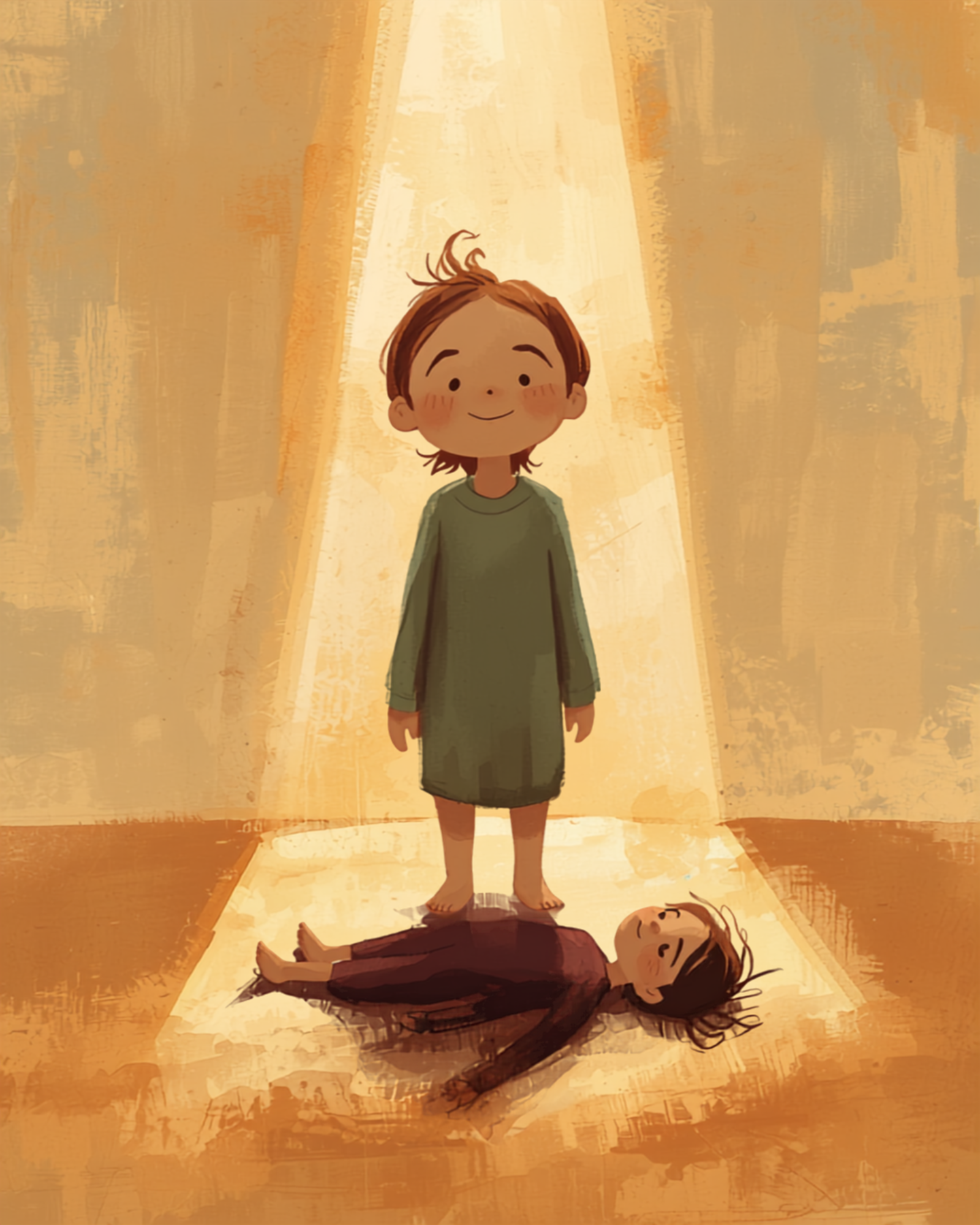 Figura che sorride alla luce mentre nasconde un peso, simbolo della depressione ad alto funzionamento