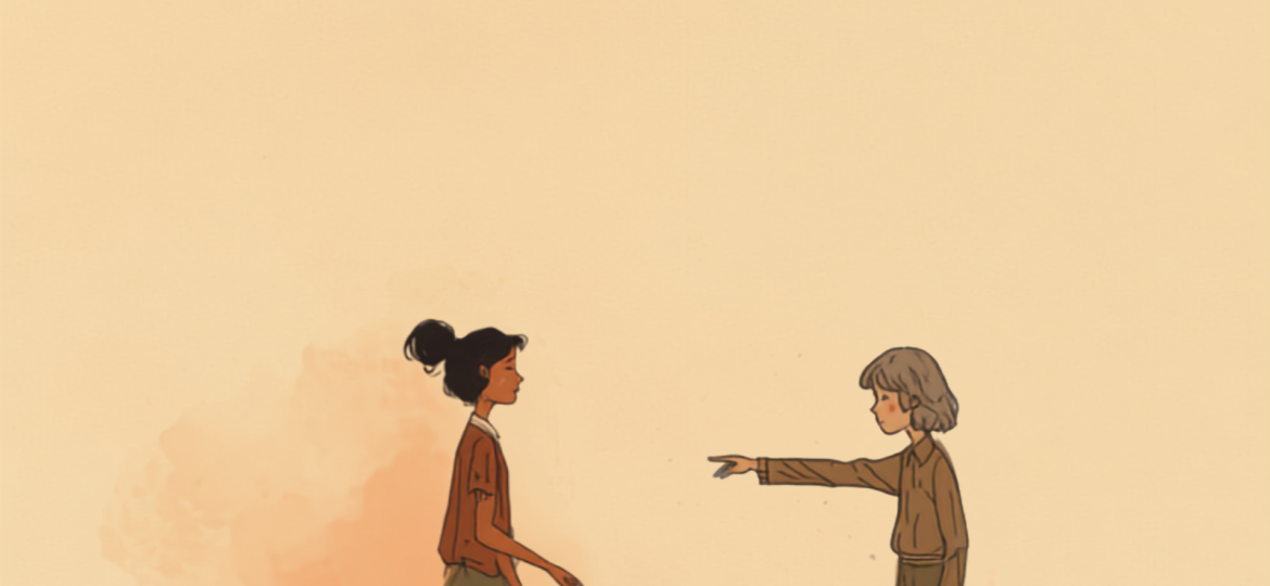 Illustrazione simbolica del ghosting: una persona che svanisce nella nebbia mentre un'altra tende la mano verso il vuoto rimasto