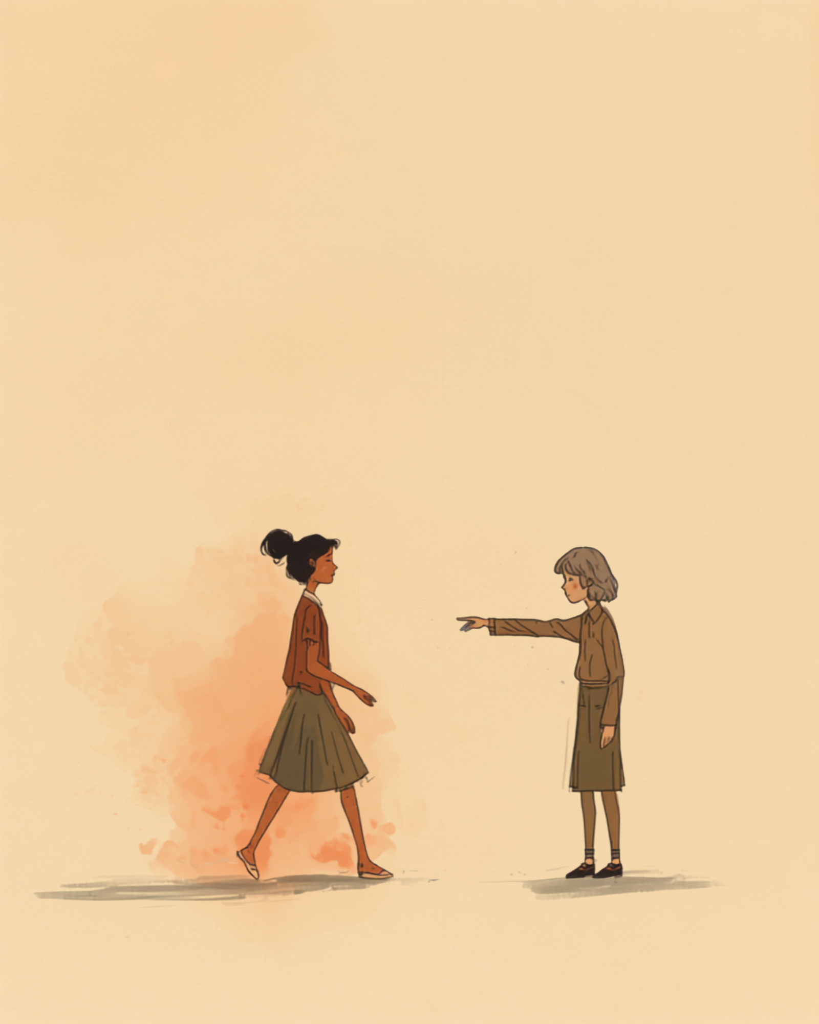 Illustrazione simbolica del ghosting: una persona che svanisce nella nebbia mentre un'altra tende la mano verso il vuoto rimasto
