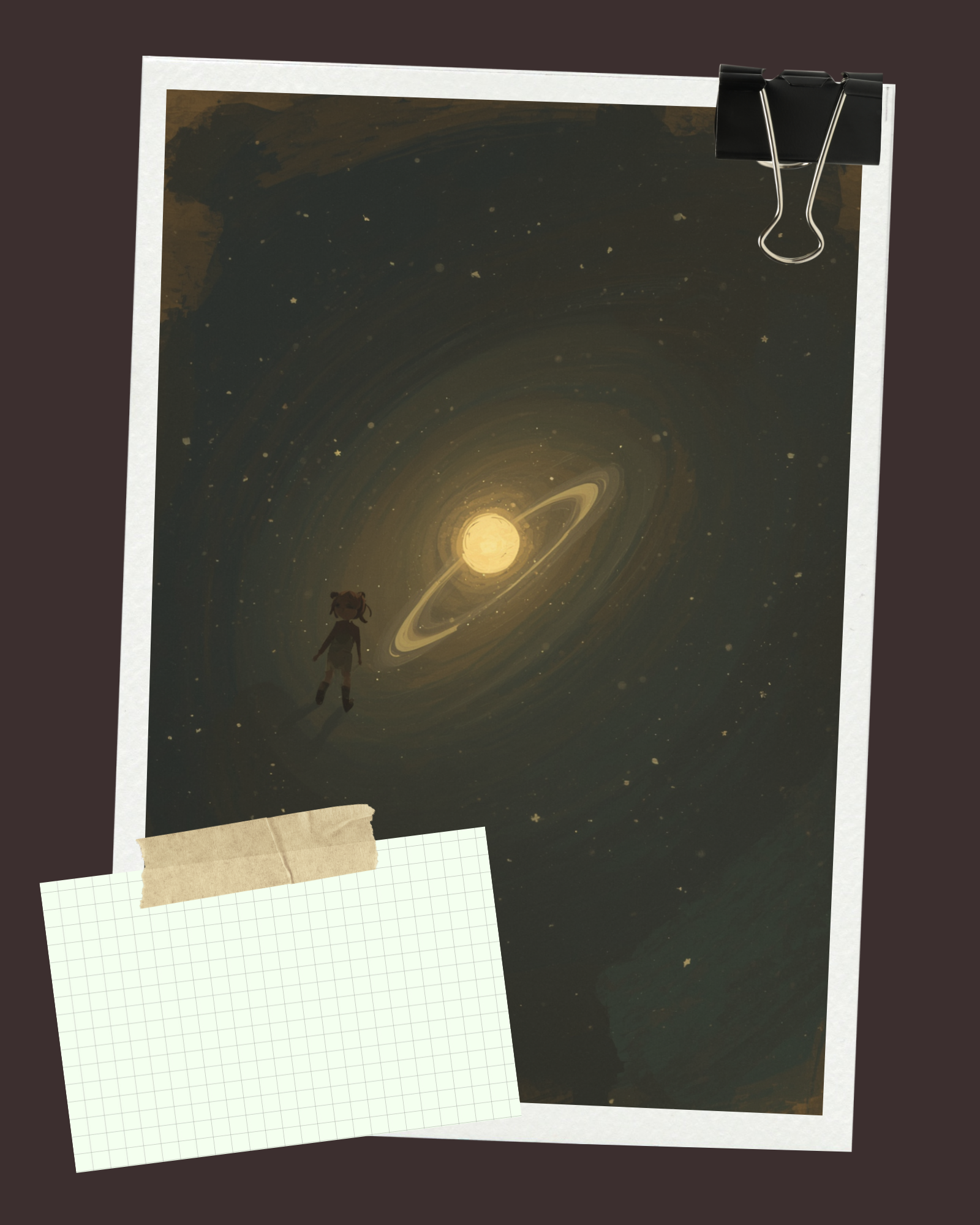 Illustrazione simbolica della limerenza: una figura che orbita senza fine attorno a una stella lontana che non si avvicina mai