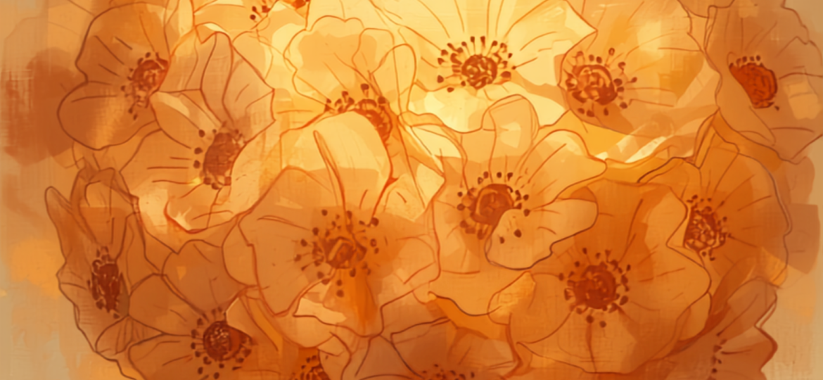 Illustrazione simbolica del love bombing: un enorme mazzo di fiori luminosi che avvolge e sovrasta una piccola figura