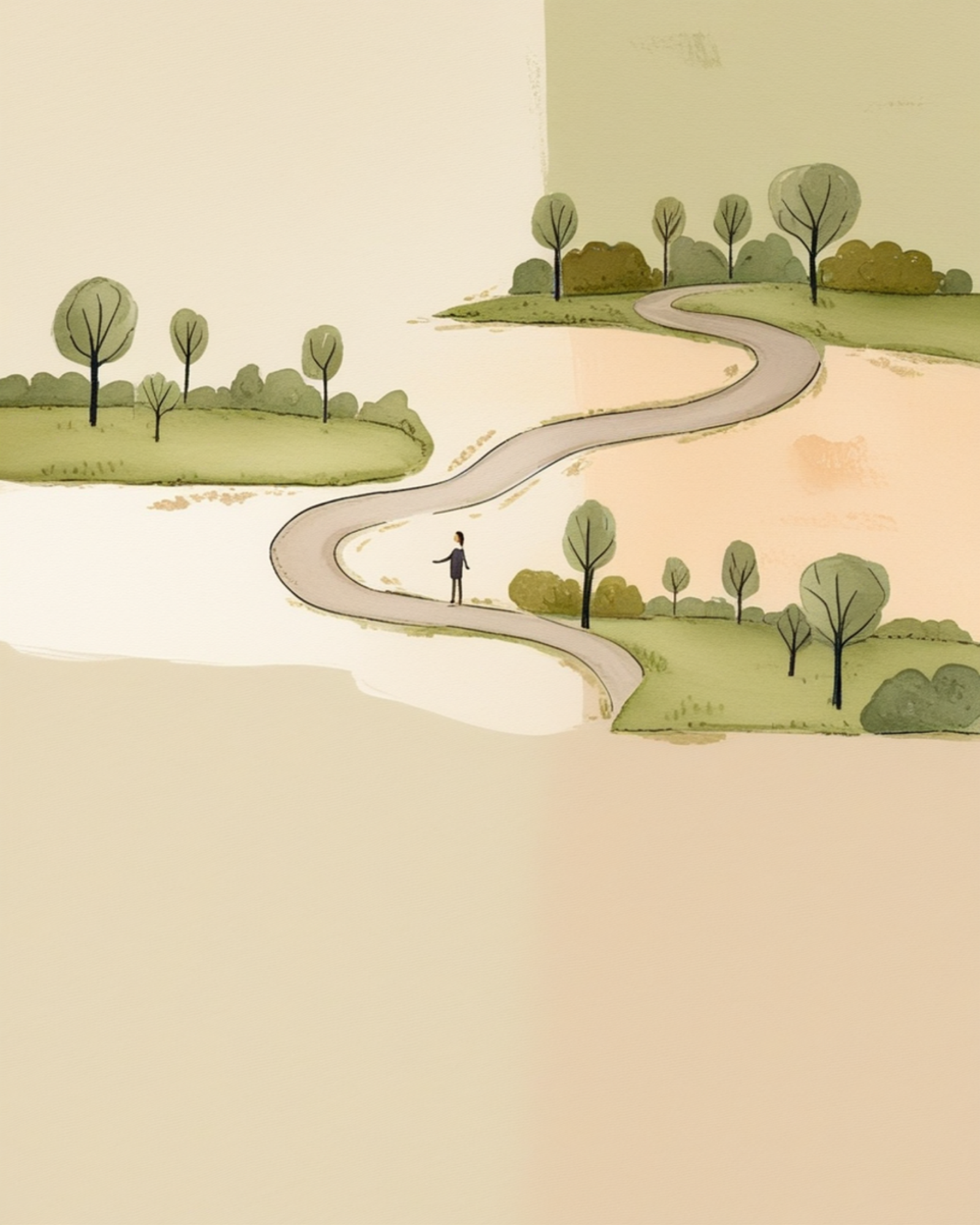 Illustrazione simbolica di un bivio nel percorso: psicologo o psicoterapeuta a Firenze