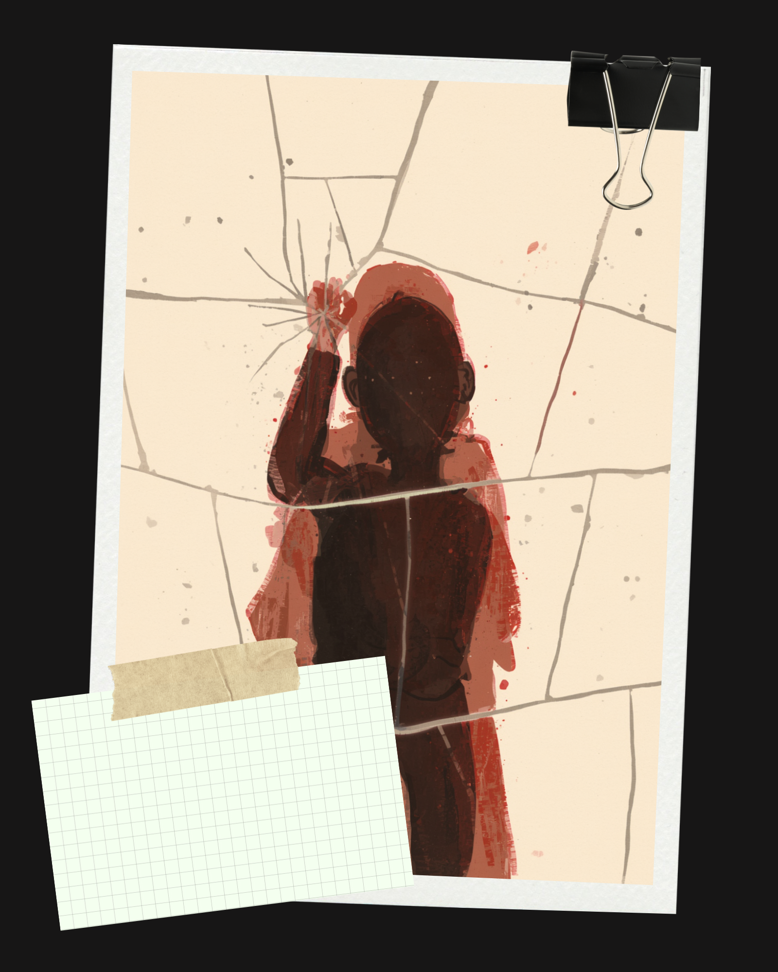 Stereotipo e pregiudizio: illustrazione simbolica di una persona vista attraverso un vetro incrinato che distorce la sagoma di un'altra figura, rappresentazione della differenza tra stereotipo e pregiudizio